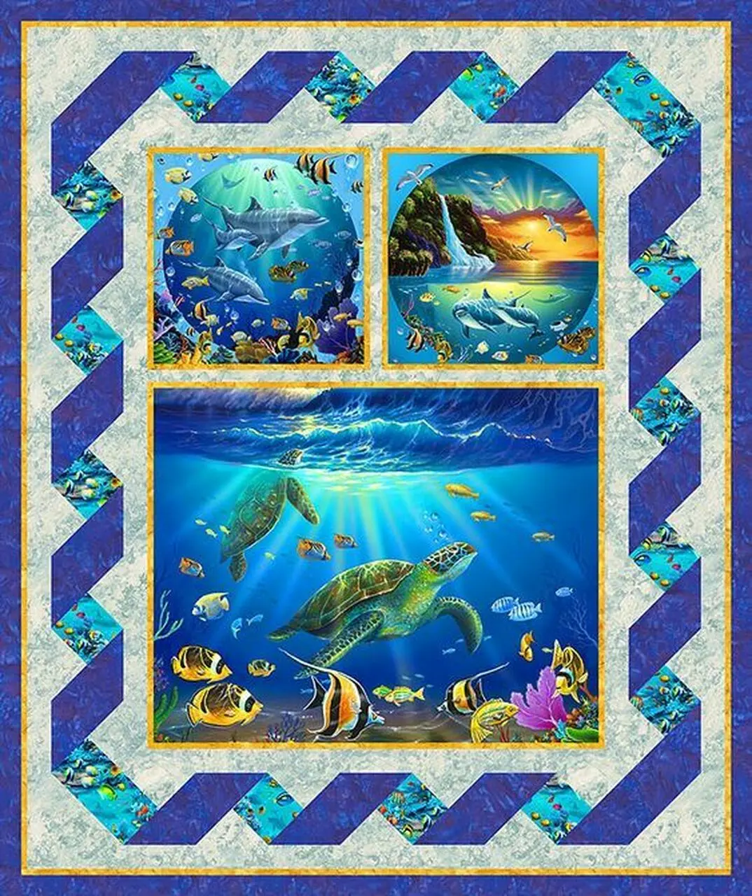 Ocean Turtle Whale Dolphin Cla2210344Q Quilt Blanket and Home Decor