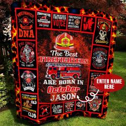 October Firefighter Personalized Quilt Blanket Bbb300542Sm and Home Decor