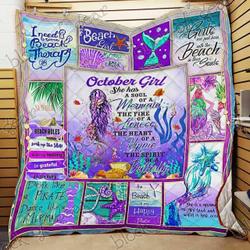 October Girl A Soul Of A Mermaid Cl18100542Mdq Quilt Blanket and Home Decor