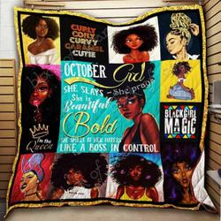 October Girl Black Queen Ah Quilt Derqhm and Home Decor