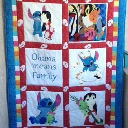 Ohana Means Family Quilt Blanket Lk08  Quilt and Home Decor