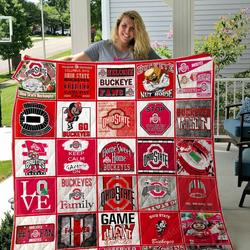 Ohio State Buckeyes Football Quilt Blanket Fan Made and Home Decor