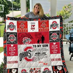 Ohio State Buckeyes To My Son Love Dad Quilt Blanket and Home Decor
