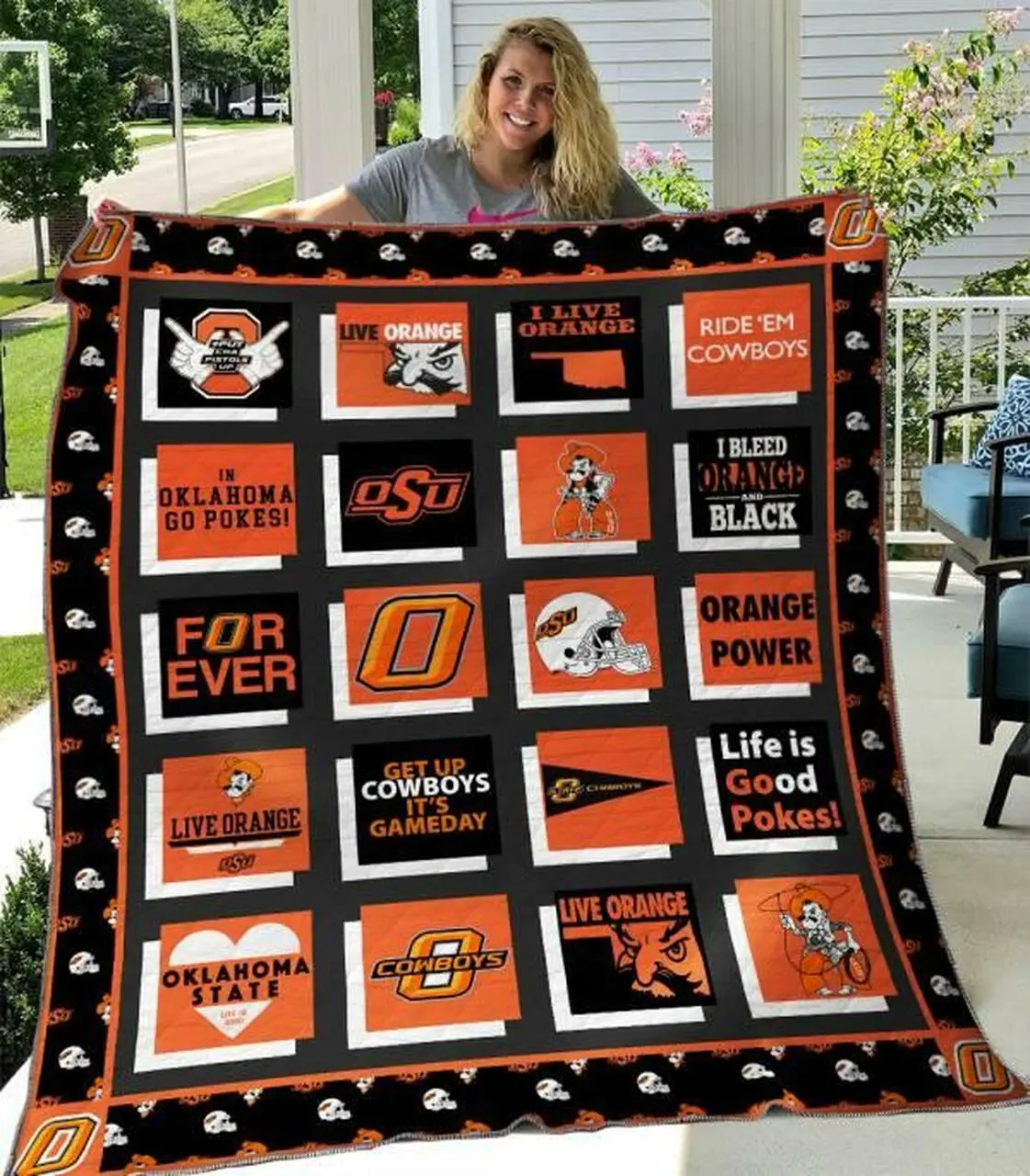 Oklahoma State Cowboys Quilt Blanket B310509 Quilt and Home Decor