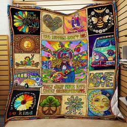 Old Hippies Quilt Blanket and Home Decor