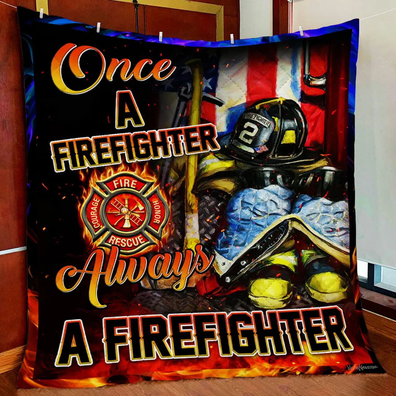 Once A Firefighter Always A Firefighter Quilt Blanket and Home Decor