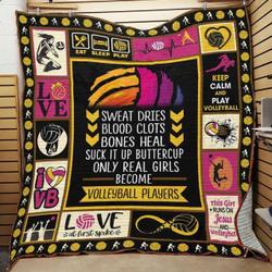 Only Real Girls Become Volleyball Players Quilt Blanket Great Customized Blanket Gifts For Birthday Christmas Thanksgiving and Home Decor