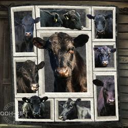 Ooh-Gift Premium Quilt  Farmer  Black Cows  Quilt and Home Decor