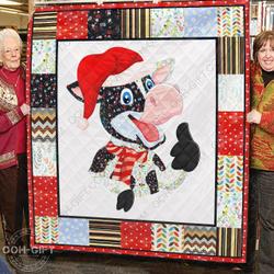 Ooh-Gift Premium Quilt  Farmer  Xmas Cow  Quilt and Home Decor