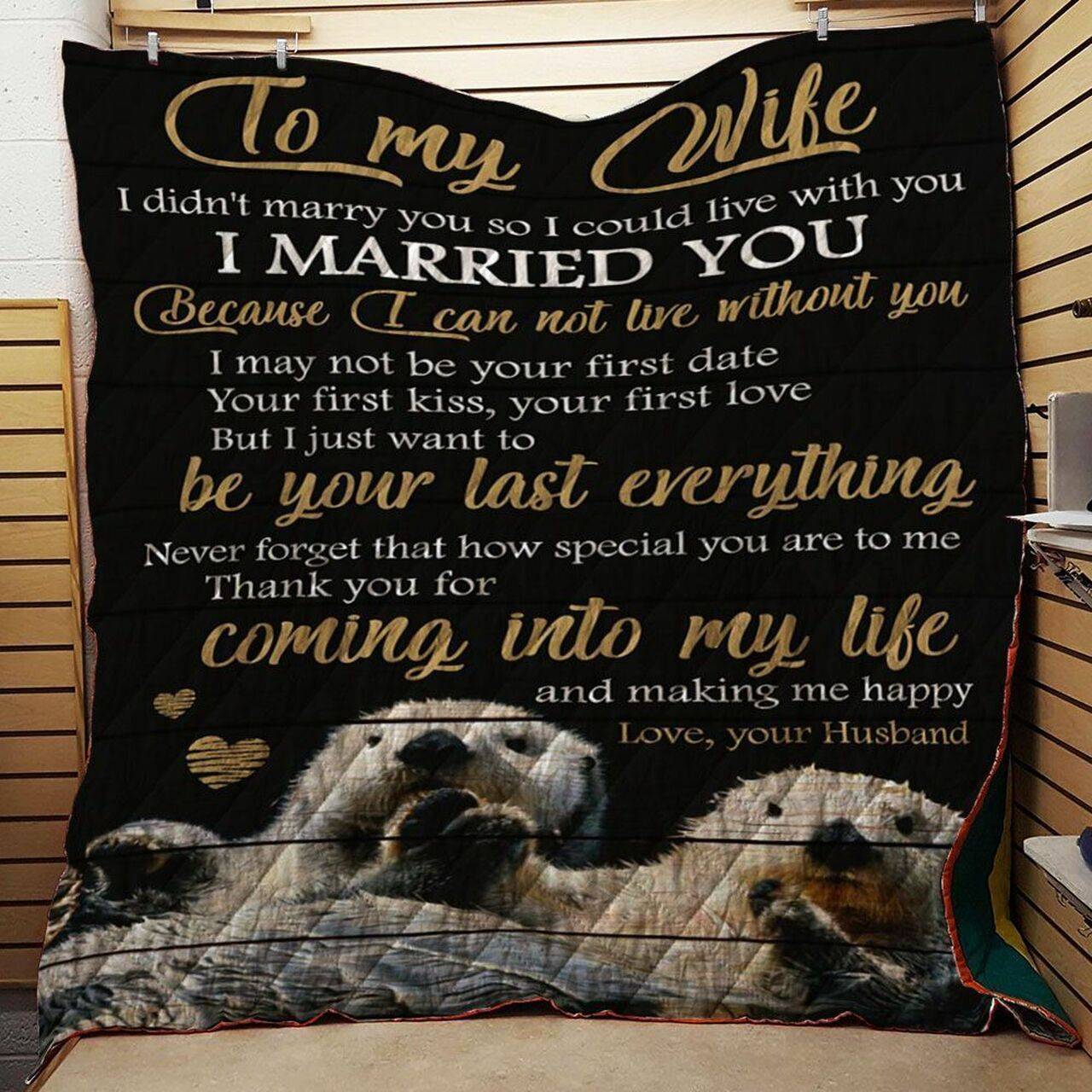 Otter Family To My Wife Quilt Tdhdu and Home Decor