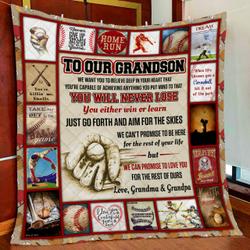 Our Baseball Grandson, Grandma & Grandpa Quilt Blanket and Home Decor