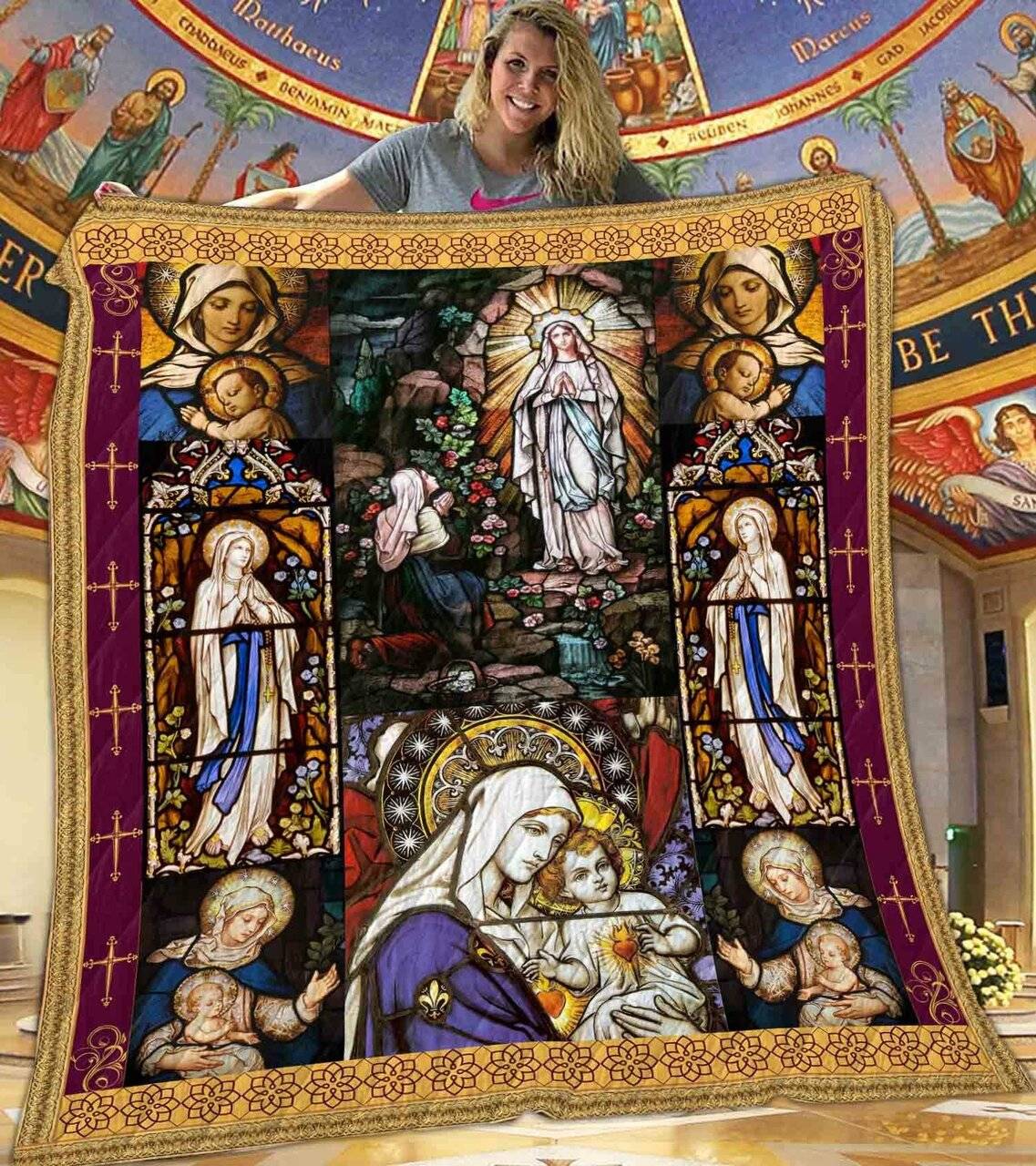 Our Lady Of Lourdes Quilt Blanket Dhc1401880Vt and Home Decor