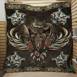 Owl And Lamp Quilt Design By Exrain and Home Decor