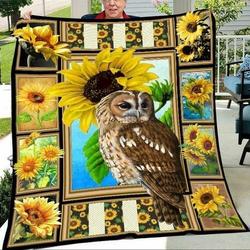 Owl Sunflower Cla0810360Q Quilt Blanket and Home Decor