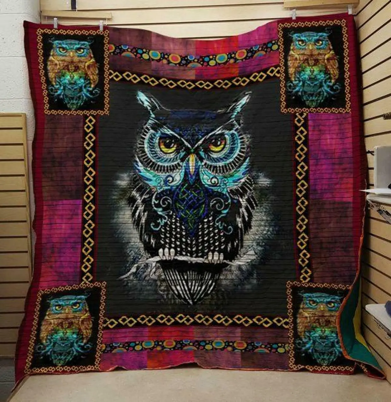 Owl Violet Quilt and Home Decor