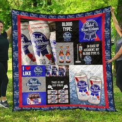 Pabst Blue Ribbon Funny Gift For Beer Lover Quilt and Home Decor