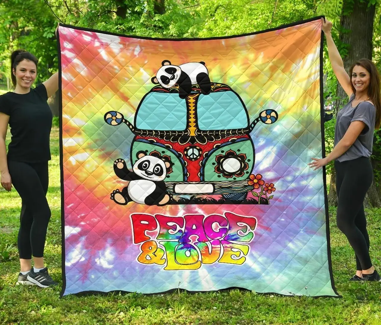 Panda Hippie Tie Dye Quilt Tdhpm and Home Decor