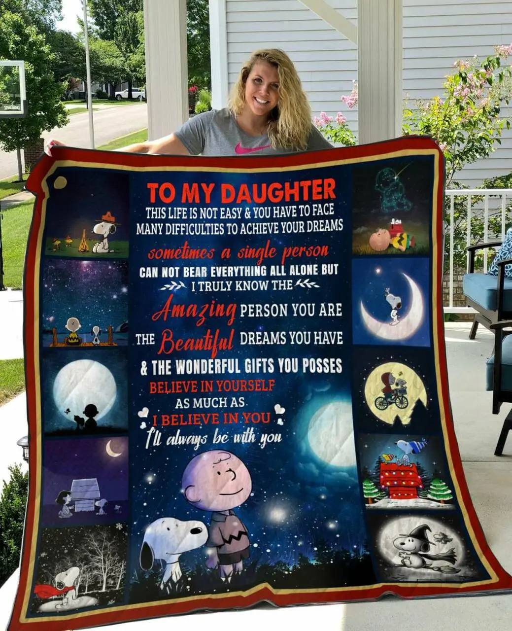 Parent To Daughter This Life Is Not Easy Snoopy Quilt Bt and Home Decor