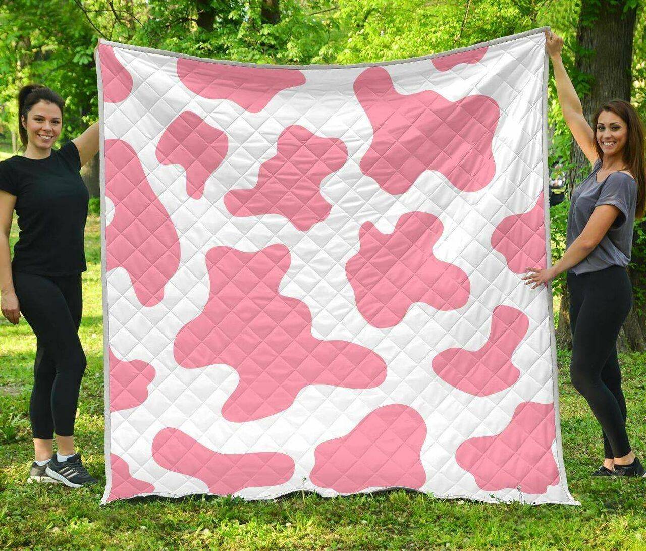 Pastel Pink And White Cow Cl17100430Mdq Quilt Blanket and Home Decor