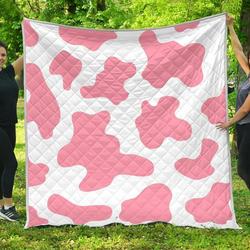 Pastel Pink And White Cow Cl17100430Mdq Quilt Blanket and Home Decor