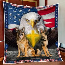 Patriotic Eagle German Shepherd Quilt Blanket and Home Decor