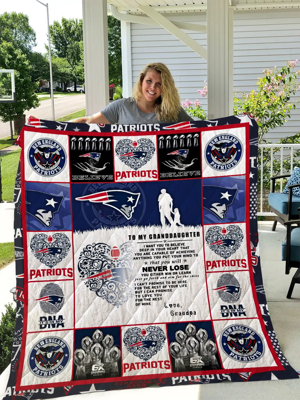 Patriots - To My Granddaughter - Love Grandpa Quilt and Home Decor
