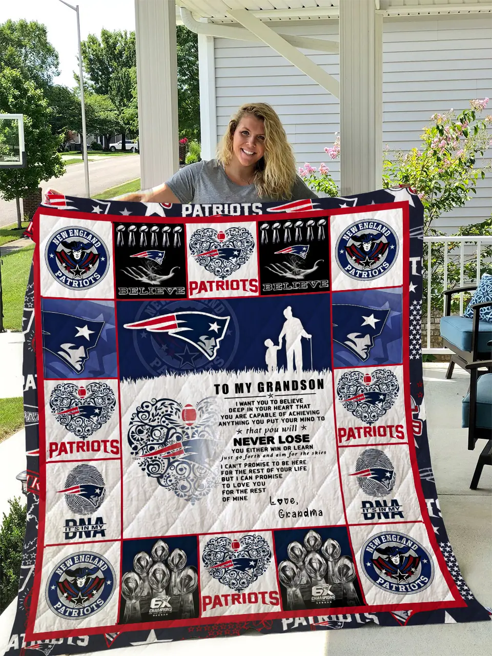 Patriots - To My Grandson - Love Grandmom Quilt and Home Decor