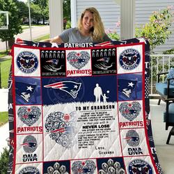 Patriots - To My Grandson - Love Grandpa Quilt and Home Decor