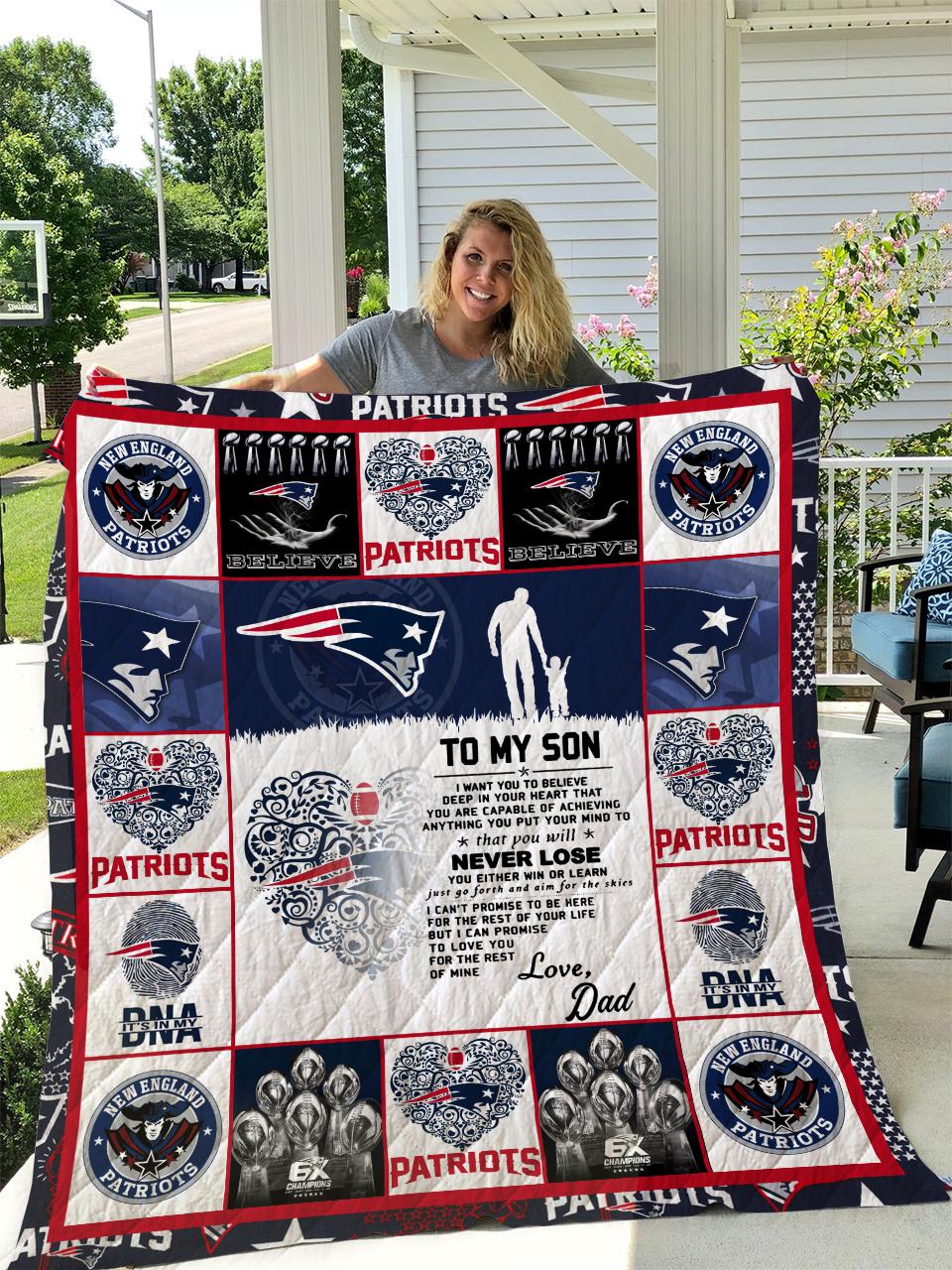 Patriots - To My Son - Love Dad Quilt and Home Decor