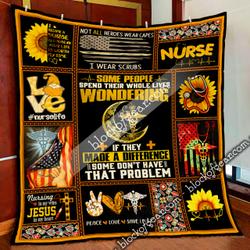 Peace, Love, Save Lives Nurse Quilt Blanket and Home Decor