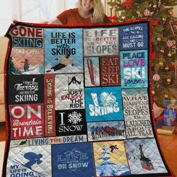 Peace Love Ski Forever Quilt Blanket Great Customized Blanket Gifts For Birthday Christmas Thanksgiving and Home Decor
