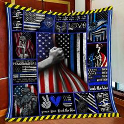 Peacemakers Thin Blue Line Quilt Blanket and Home Decor
