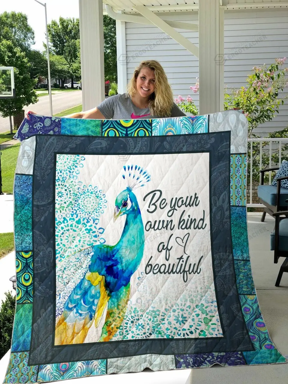 Peacock Be Your Own Kind Of Beautiful Quilt Blanket Great Customized Gifts For Birthday Christmas Thanksgiving Perfect Gifts For Peacock Lover and Home Decor