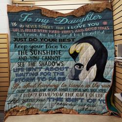 Penguin Family To My Daughter Kisses Mom Quilt Tdhpq and Home Decor