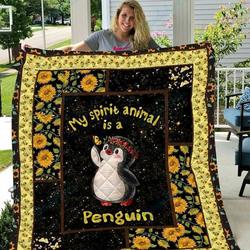Penguin Sunflower Quilt Blanket Ll and Home Decor