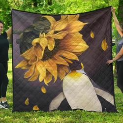 Penguin Sunflower Quilt Tdheh and Home Decor