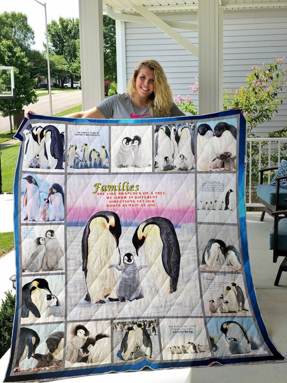 Penguins Family Quilt Blanket and Home Decor