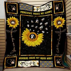 Penguins Sunflower Quilt Tdhjd and Home Decor