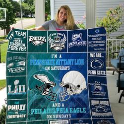 Penn State Nittany Lions & Philadelphia Eagle Quilt Blanket and Home Decor