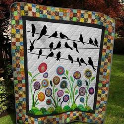 Perching Bird On Wire Quilt Blanket  Quilt and Home Decor