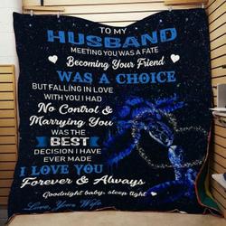 Perosonalized Turtle To My Husband From Wife Meeting You Was A Fate Quilt Blanket Great Customized Gifts For Birthday Christmas Thanksgiving Wedding ValentineS Day and Home Decor
