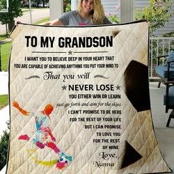 Personalize American Football To My Grandson From Nana Love You For The Rest Of Mine Quilt Blanket Great Customized Gifts For Birthday Christmas Thanksgiving Perfect Gifts For American Football Lover and Home Decor