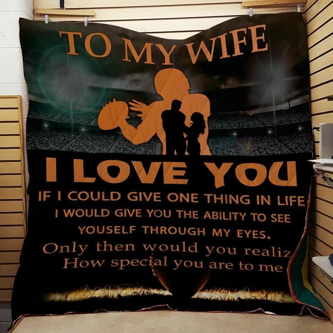 Personalized American Footbal To My Wife From Husband I Love You Quilt Blanket Great Customized Gifts For Birthday Christmas Thanksgiving Wedding ValentineS Day and Home Decor