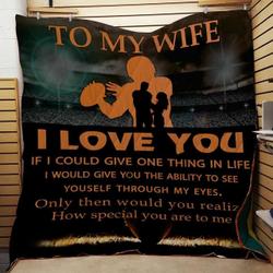 Personalized American Footbal To My Wife From Husband I Love You Quilt Blanket Great Customized Gifts For Birthday Christmas Thanksgiving Wedding ValentineS Day and Home Decor