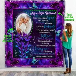Personalized Angel Husband Quilt Blanket and Home Decor