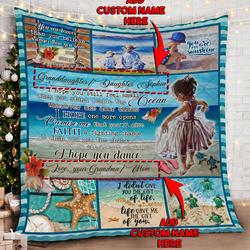 Personalized Baby Girl Beach Life Quilt Blanket and Home Decor