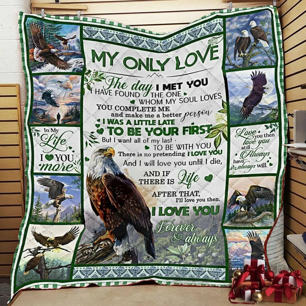 Personalized Bald Eagle To My Love From Husband Wife The Day I Met You Quilt Blanket Great Customized Gifts For Birthday Christmas Thanksgiving Wedding ValentineS Day and Home Decor