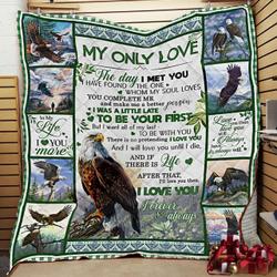 Personalized Bald Eagle To My Love From Husband Wife The Day I Met You Quilt Blanket Great Customized Gifts For Birthday Christmas Thanksgiving Wedding ValentineS Day and Home Decor