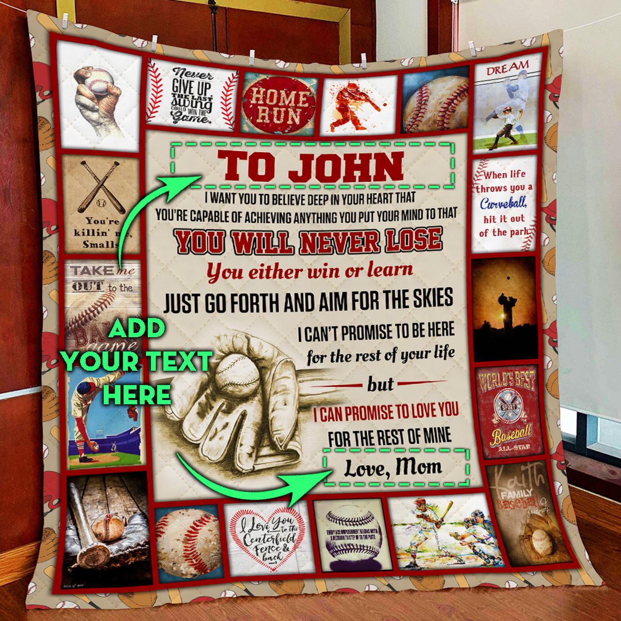 Personalized Baseball Boy Quilt Blanket and Home Decor