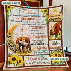 Personalized Be Brave, Have Courage & Love Life, Sunflower And Cow Quilt Blanket and Home Decor